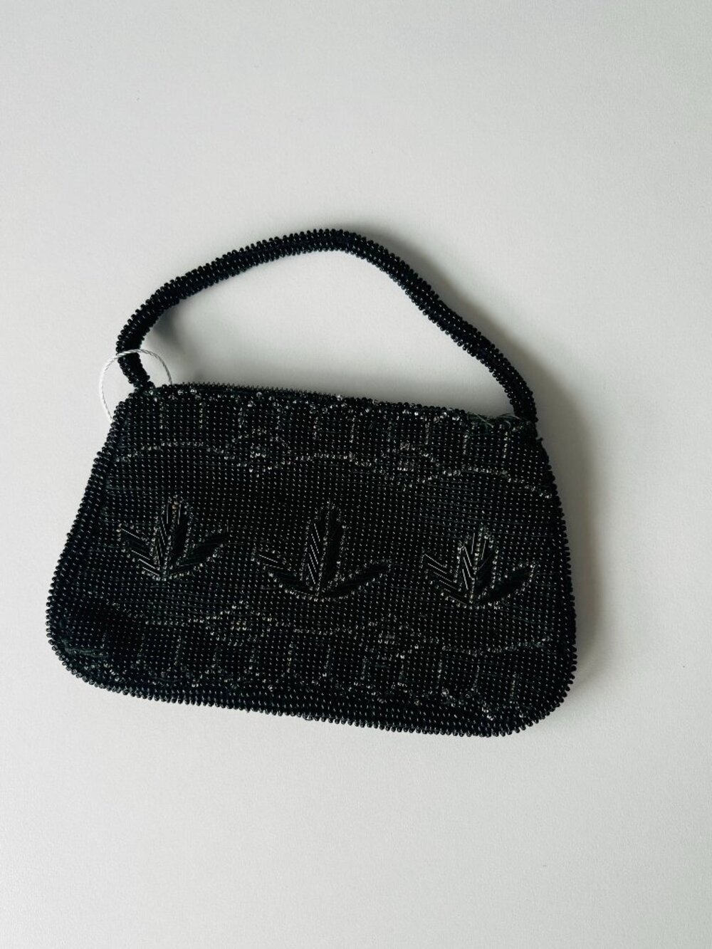 Vintage Made in Czechsslovaxia Black Beaded Mini Handbag Evening Bag